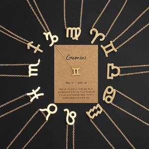Vente en gros de chaînes en alliage Collier é<span class=keywords><strong>l</strong></span>égant avec 12 pendentifs signe du zodiaque, bijoux d'anniversaire et Lion Balance - Product Image 1