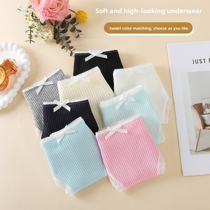 Vrouwen Katoenen Slipje Effen Kleur Kant-Thema Driehoek <span class=keywords><strong>String</strong></span> Sexy Verleidingsstijl Custom Logo Lasersnit - Product Image 2