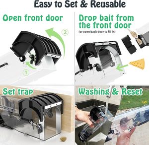 Piège à souris réutilisable en ABS solide, écologique et humain, <span class=keywords><strong>répulsif</strong></span> à souris d'intérieur et piège à rats pour l'élimination des souris - Product Image 6