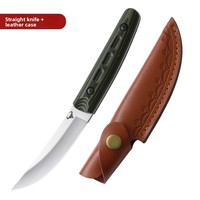 Couteau de camping multi-usage compact 9,8 cm en acier inoxydable pour fruits et viande, manche G10, ambidextre, compatible lave-vaisselle, haute performance