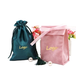 Custom Printed Logo Earring Bracelet Jewelry Velvet Pouches Satin <b>Bags</b> with Drawstring and <b>Tassels</b> for Promotional Gifts - Product Image 1