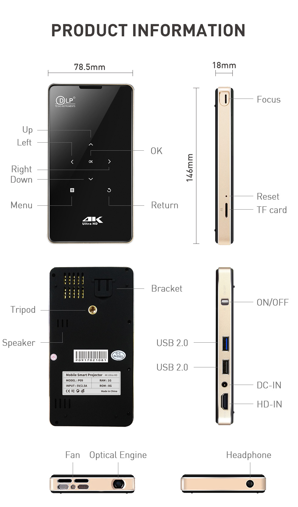 Cheap 4k HD 1080p dlp projector full Color LED Video Movie Projector mini laser projector 4K