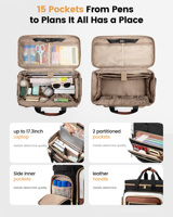 Sac à roulettes pour enseignant LOVEVOOK avec chariot amovible et compartiment pour ordinateur portable, grand sac fourre-tout à roulettes adapté aux ordinateurs de 17,3 pouces