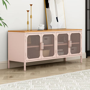 4-türiges Metall Schließfach TV-Schrank Regal Industries tahl Lagerung TV-Ständer für Wohnzimmer Schlafzimmer Garage Büro in Pink - Product Image 4