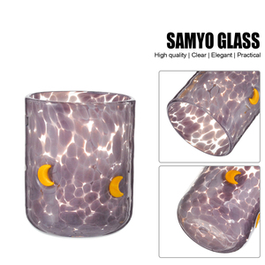 Verres cylindriques vintage soufflés à la main Samyo avec points noirs, tasse à eau, pot à bougie en verre pour Halloween avec figurine mignonne - Product Image 4