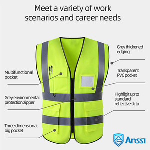 कस्टम उच्च दृश्यता परावर्तक फ्लोरोसेंट कार्यकर्ता बनियान पॉलिएस्टर निर्माण सुरक्षा बस्तियां सड़क सुरक्षा स्टॉक - Product Image 3