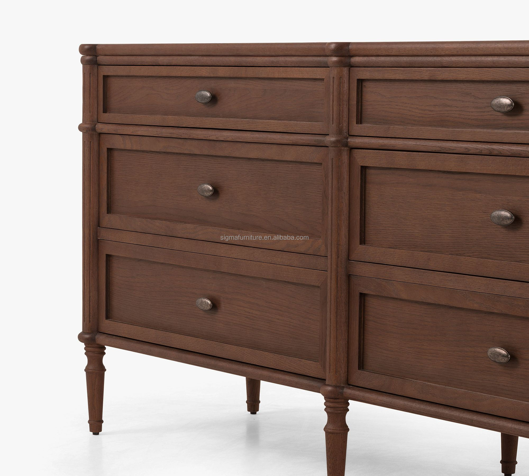 Traditional vintage design vanity dresser 6-drawers bedroom cupboard furniture cabinet hardware