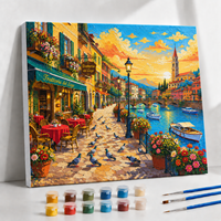 Kit de peinture par numéros DIY, paysage urbain, toile de coton, impression numérique, art paysager moderne, décoration murale rectangulaire, cadeau