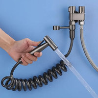 Cartouche céramique multifonctionnelle pour hôtels-Pistolet Gris Seringue de toilette Buse de pression à double charge Diviseurs en acier inoxydable
