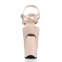 Chaussures de pole dance sexy en PU, talon haut de 20 cm, bout ouvert, bride de cheville, semelle épaisse, sandales d'été, logo personnalisé, fourniture sur mesure