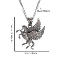 Collier pendentif Pégase vintage en acier inoxydable plaqué or avec chaîne à maillons, bijoux décontractés unisexes pour cadeau