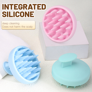 Brosse à shampooing ronde à double usage en silicone souple personnalisée, non jetable, pour le soin des cheveux de bébé avec massage des méridiens - Product Image 1