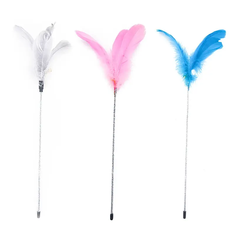 New celebrity Internet with PVC pipe Fairy Cat-ticker soft big feather to teaser cats toy wand