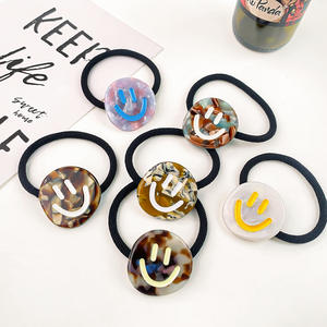 SAIYII accessoires de cheveux de haute qualité <span class=keywords><strong>Smiley</strong></span> visage acétate élastique cheveux cravate corde élastique bandes de cheveux - Product Image 1