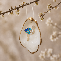 Décoration personnalisée en forme d'oiseau en coquille d'huître avec embellissement en strass pour la décoration intérieure