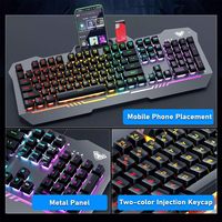 Clavier de jeu filaire AULA F3010, 26 touches, anti-ghosting, panneau métallique ergonomique, rétroéclairage LED mixte, clavier pour joueur, pour ordinateur de bureau et ordinateur portable