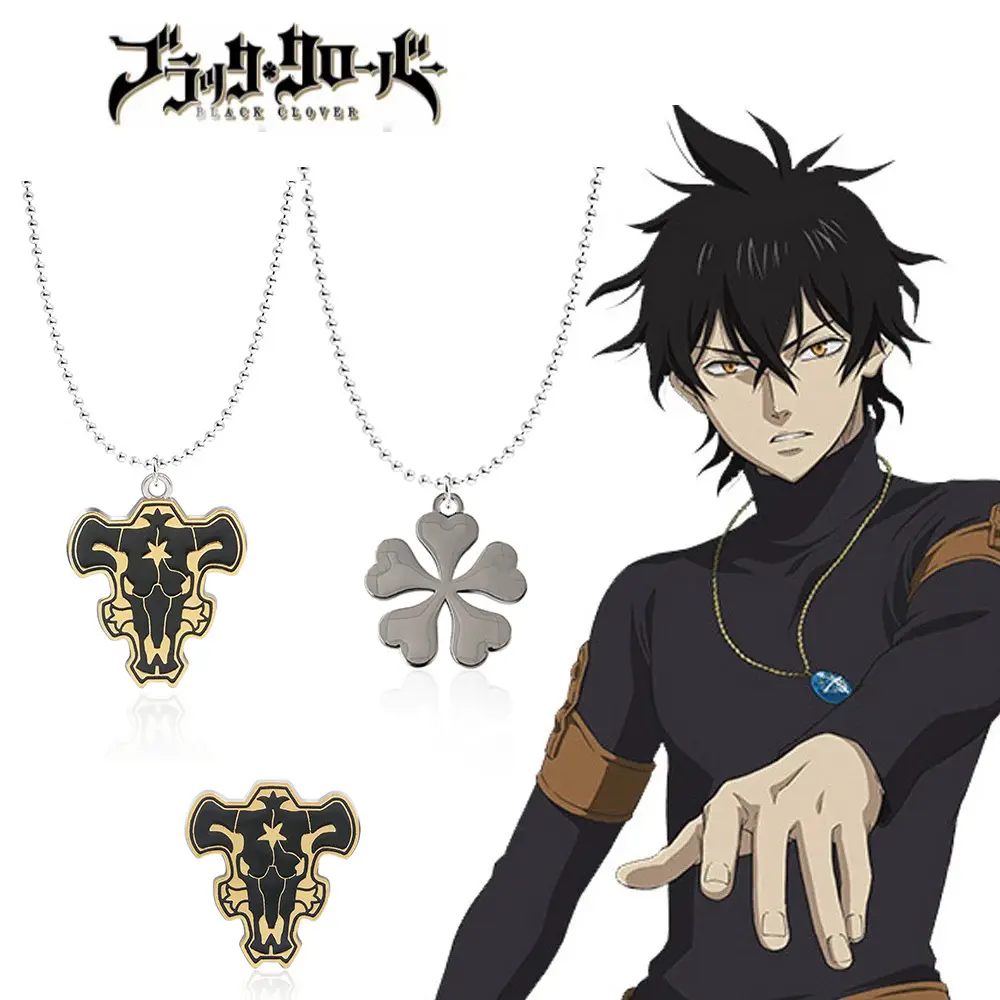 Anime Jewelry Cosplay Accessoires Black Knights of The Stormy Bull Collier Pendentif Boucles d'oreilles Black Clover Necklace