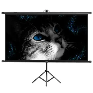 120 Inch 16:9/4:3 Portable Floor Tripod Stand Projector Screen Manual Pull Up Automatic locking projection