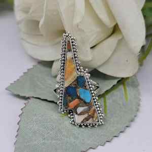 Oyster <b>Copper</b> Turquoise Ring, Handmade Ring, Gemstone Ring, Oval Turquoise Jewelry, Designer <b>Band</b> Ring - Product Image 1