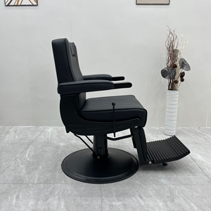 Chaise de barbier professionnelle rétro robuste entièrement noire, chaise de salon de coiffure de luxe, prix de gros pour salon de coiffure, chaise de coiffure - Product Image 3