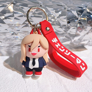 Phim hoạt hình-phong cách pochita Búp bê mặt dây chuyền <span class=keywords><strong>Keychain</strong></span> <span class=keywords><strong>Silicone</strong></span> Carabiner cho xe và hành lý nhận dạng với hình ảnh động phong cách - Product Image 4
