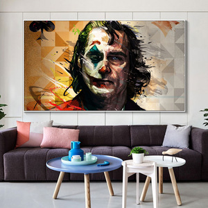 Tableau mural décoratif <span class=keywords><strong>de</strong></span> luxe, portrait <span class=keywords><strong>de</strong></span> clown graffiti inspiré <span class=keywords><strong>de</strong></span> <span class=keywords><strong>films</strong></span> <span class=keywords><strong>célèbres</strong></span>, impression sur toile, cadre sans bordure en diamant <span class=keywords><strong>de</strong></span> cristal, effet huile - Product Image 1