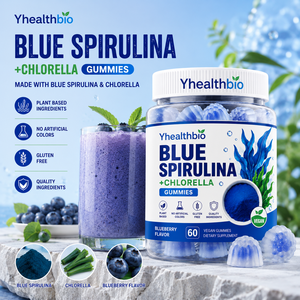 Vegane Blaue Spirulina <span class=keywords><strong>Chlorella</strong></span> Gummibärchen mit Blaubeergeschmack Nahrungsergänzungsmittel Kaubare Gummibonbons für den Täglichen Gebrauch - Product Image 3
