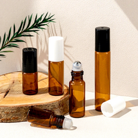 Flacon cylindrique en verre brun avec bille roulante 3ml 5ml 10ml pour crème contour des yeux, massage, échantillon de parfum, huile essentielle – Bouteille vide