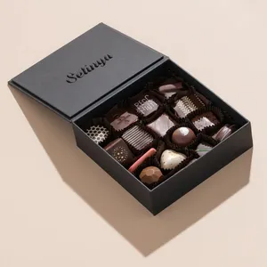 Chocolade Geschenkdoos Luxe Voedselverpakking Goud Met Inzetstuk, Fancy Cookie Bonbon Candy Sweet Paper Boxes Custom Design