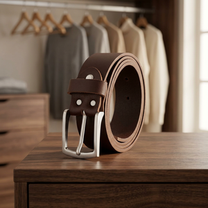 Genuine Leather <b>Belt</b> Cow Hide Solid Brown Pin <b>Buckle</b> Rectangular <b>Silver</b> Casual Durable Men's <b>Belt</b> - Product Image 4