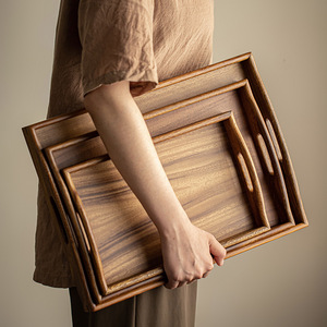 Walnut wood household storage plates, tea <b>trays</b>, teapot holders, <b>dinner</b> plates, pastry plates, solid wood dessert and cake - Product Image 3