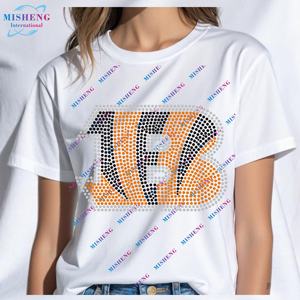 スポーツチームモチーフシンシナティベンガルズカスタムサッカーラインストーン転送鉄ラインストーンカスタムロゴ - Product Image 2