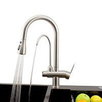 Robinet mélangeur 3 voies robinet de cuisine filtre Pull Out robinet d'eau potable 3 wegewasserhahn aus edelstahl
