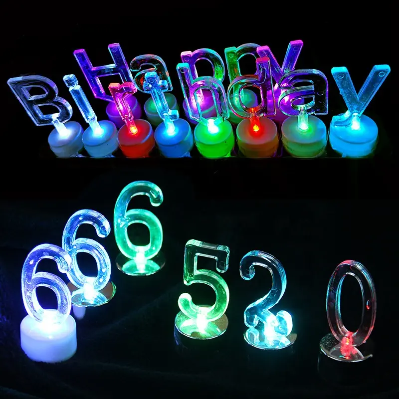 Led Bảng chữ cái hình sinh nhật tealight nến thiết lập lấp lánh bánh sinh nhật trang trí LED Hạnh Phúc sinh nhật thư nến