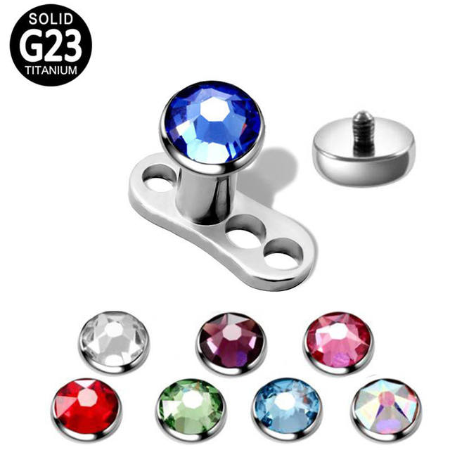 Skin Driving Piercing Jewelry ASTM F136 Titanium Surface Micro Dermal Anchor Piercing Zircon Opal Tops Implant Grade