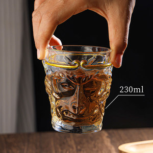 Vaso de Whisky Creativo con Diseño de Sun Wukong, Escultura 3D, Borde Dorado, Acabado Esmerilado, Regalo para Hombre - Product Image 3