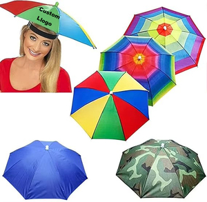 Parapluie-chapeau portable et imperméable avec logo personnalisé, pour l'extérieur, modèle 2026, petite taille, mains libres - Product Image 2