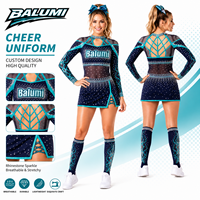 Uniforme de cheerleading personnalisé à manches longues avec strass et chaussettes, tenue de compétition pour équipe All Star, OEM