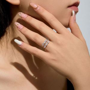 Dylam Bulk Jewelry 925 Sterling Silver Rhodium Plated Open <b>Adjustable</b> <b>Ring</b> Waterdrop Shape 5A Zircon Zirconia Daily Wear <b>Rings</b> - Product Image 2