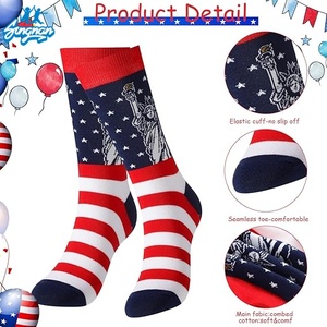 Chaussettes de l'Indépendance, chaussettes originales du 4 juillet, chaussettes patriotiques, rayures rouges, blanches et bleues, chaussettes drapeau américain pour femmes et hommes - Product Image 3
