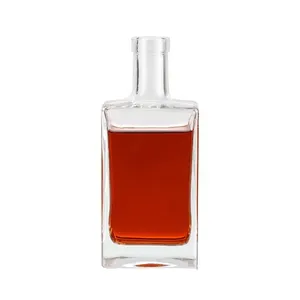 High Quality Hot Sale Custom New Mold Super Flint Liquor Square Shape Bottle for Whiskey Brandy Vodka X O