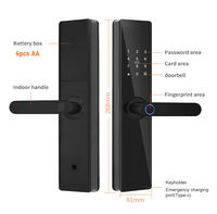 Offre spéciale Serrure intelligente Tuya/TTLOCK avec reconnaissance d'empreintes digitales, serrure de porte intelligente avec carte et mot de passe, serrures semi-automatiques intelligentes