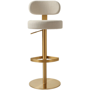Rosemere Adjustable Iron Steel Fabric <b>Stool</b> with Cream Textured Finish Modern Design for Commercial Use Round Pedestal Base - Product Image 1