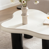 Table basse moderne créative en forme de nuage blanc avec panneau en bois irrégulier pour salon, meubles de maison