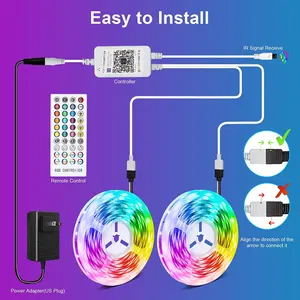 Usine Vente Rgb Led Bande Lumière Flexible Télécommande Wifi Intelligent Multicolore 5m 10m 5050 Tuya App Musique Bande Lumineuse