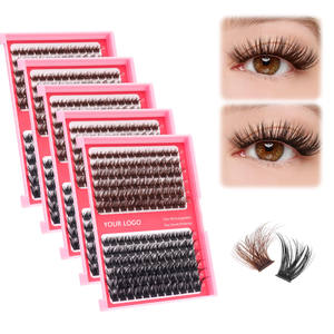 Pestañas postizas individuales negras con logotipo personalizado, pestañas postizas <span class=keywords><strong>de</strong></span> segmento <span class=keywords><strong>de</strong></span> racimo DIY, racimos <span class=keywords><strong>de</strong></span> pestañas esponjosas marrones - Product Image 6