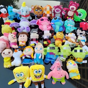 4inch Cartoon Anime Plush Doll Keychain Stitch Strawberry Bear Pikachu Cake Ornament