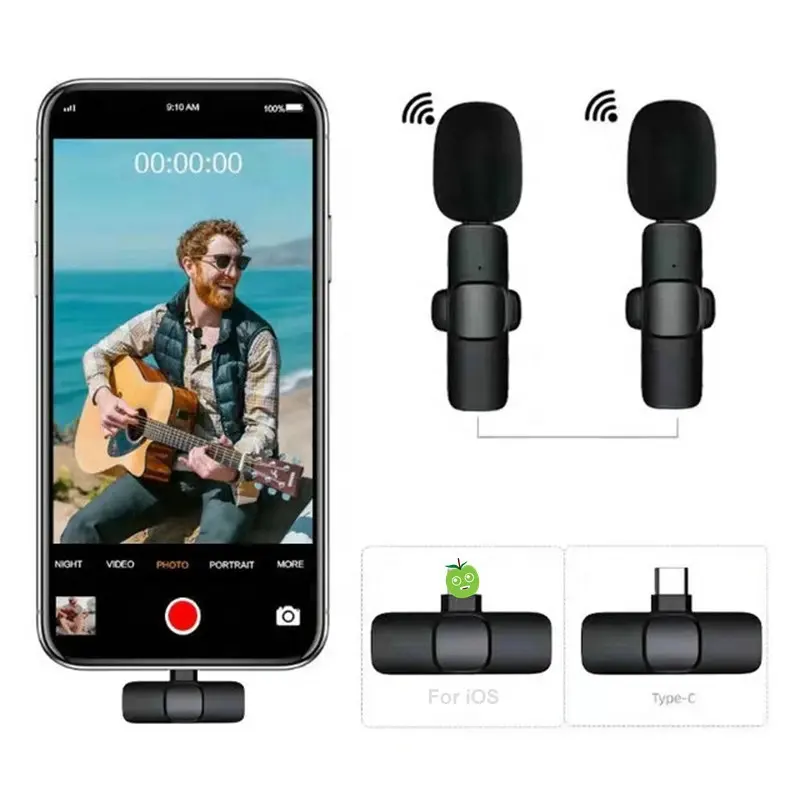 Outdoor Gaming K9 Type-C PC Wireless Lavalier Microphone Computer Clip Professional Mic Live Broadcast Mobile Phone for iPhone