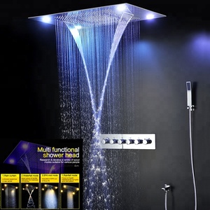 de Pluie <span class=keywords><strong>Cascade</strong></span> Brouillard Ensemble de Douche Robinets De Douche de salle de Bain Haut Débit Thermostatique 5 Inverseur Bain - Product Image 2