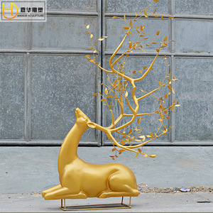 Jiahua Sculpture Fiberglass <b>Deer</b> Sculpture Outdoor <b>Garden</b> <b>Ornament</b> Glossy Finish Freestanding Animal Shape - Product Image 3